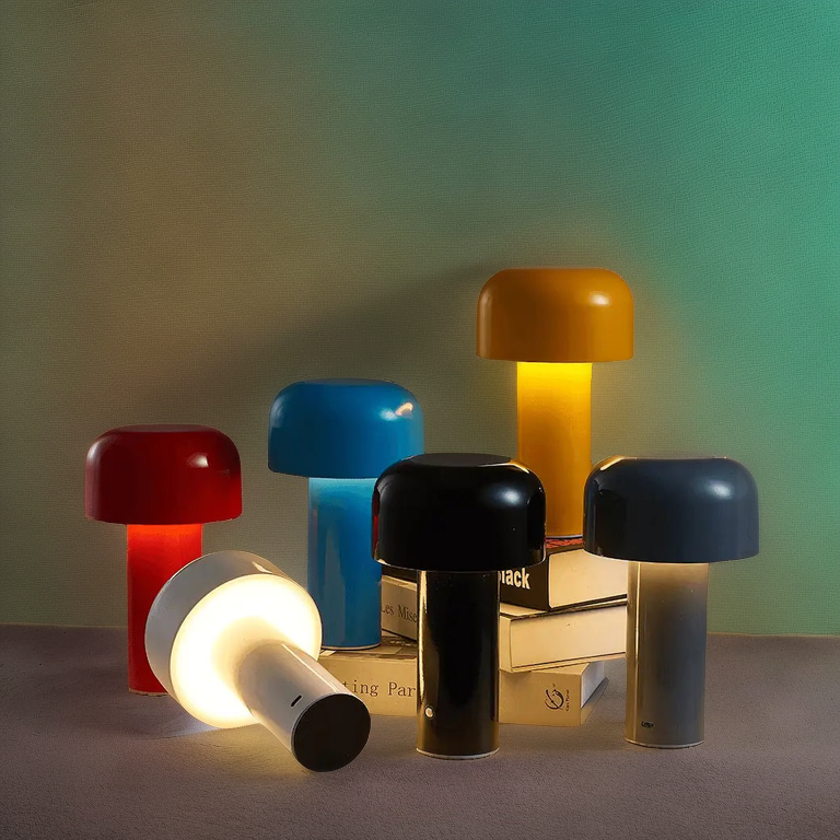 Tischlampe Pilzform I kabellose Schreibtischlampe mit Akkubetrieb I LED-Licht