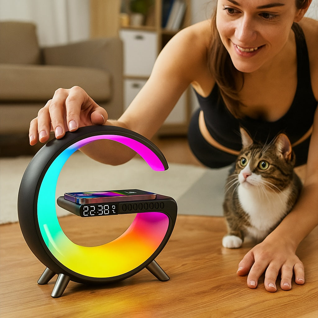 Kabellose Atmosphärenlampe mit Bluetooth & Ladefunktion – RGB Nachtlicht für dein Zuhause