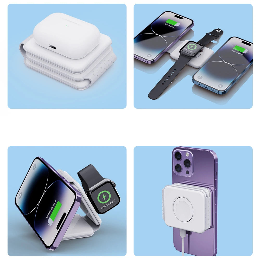 Faltbare 3 in 1 Ladestation I iPhone, AirPods und iWatch Ladegerät | K…