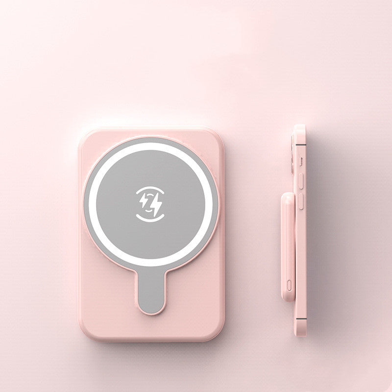 Powerbank iPhone Magnetisch 10000mAh in rosa I Handy kabellos Laden
