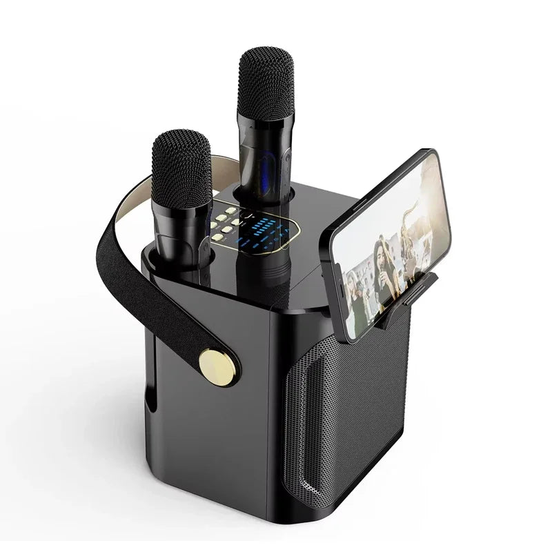 Tragbare Bluetooth Karaoke Anlage mit zwei drahtlosen Mikrofonen