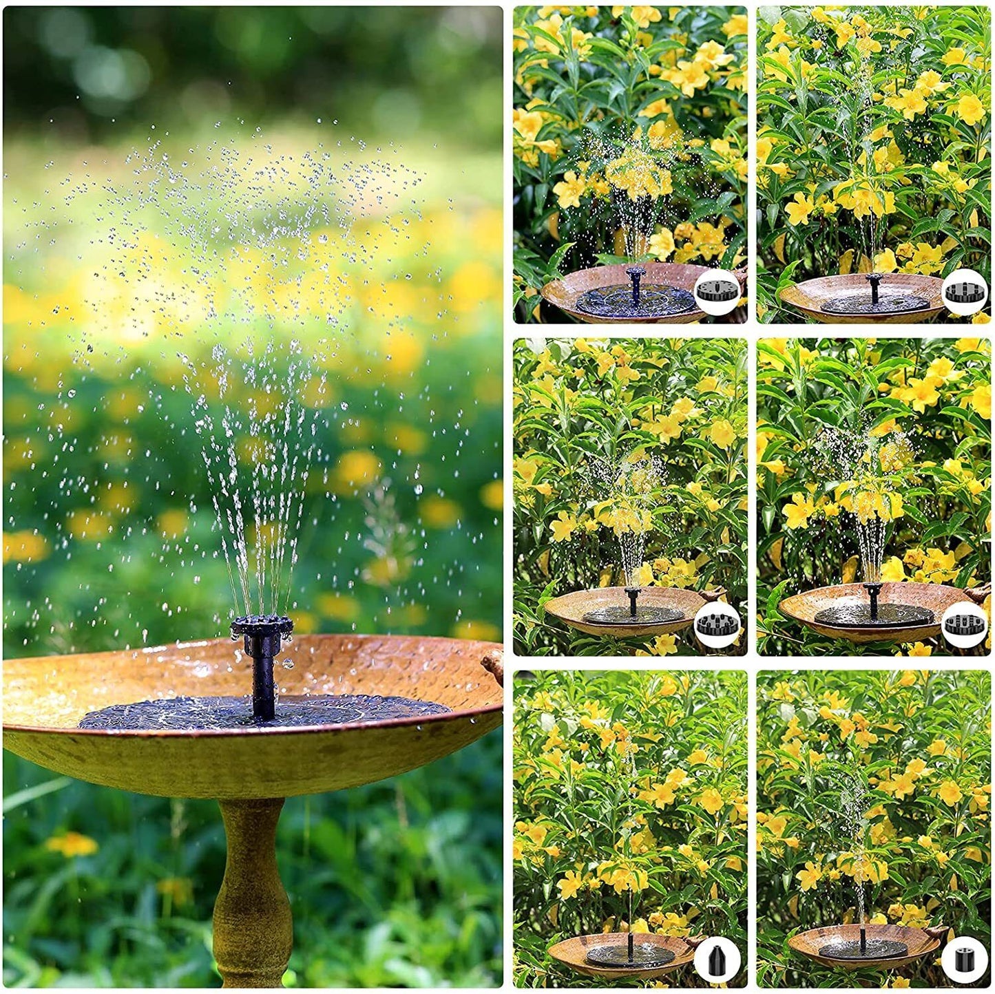 Solar Springbrunnen Teich I Mini Springbrunnen Solar I Springbrunnenpumpe für Vögel