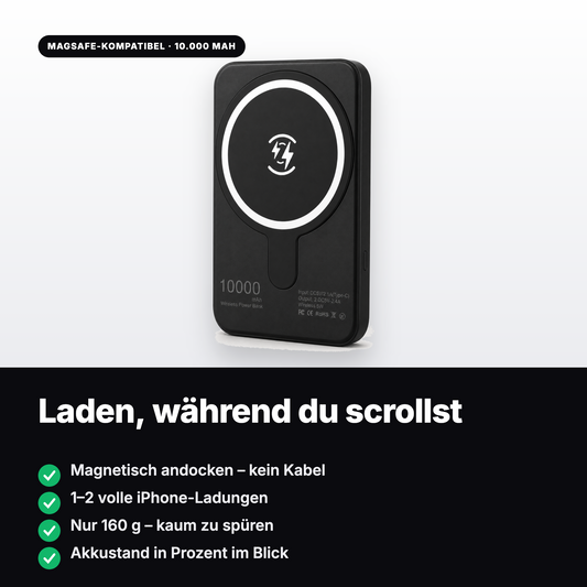 MagSafe-Powerbank haftet magnetisch am iPhone und lädt kabellos weiter