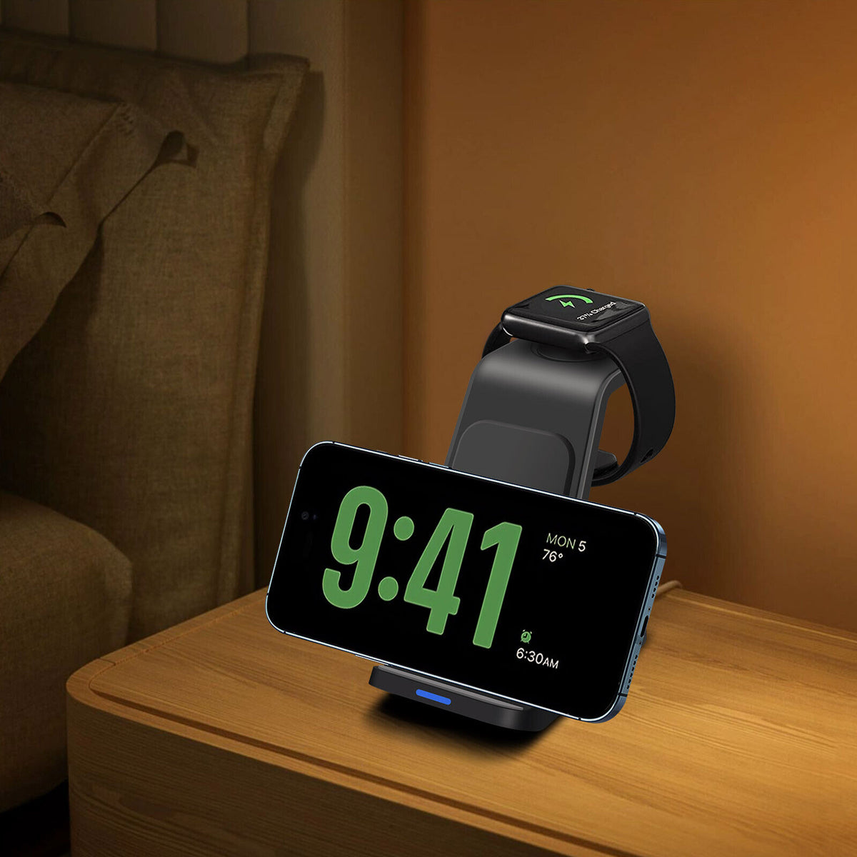 Apple Ladestation 3-in-1 kabellos für Nachttisch, Büro und Homeoffice