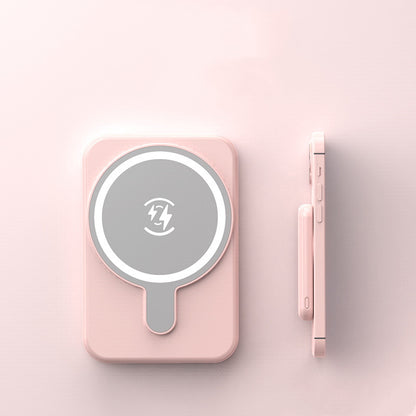 Powerbank iPhone Magnetisch 10000mAh in rosa I Handy kabellos Laden