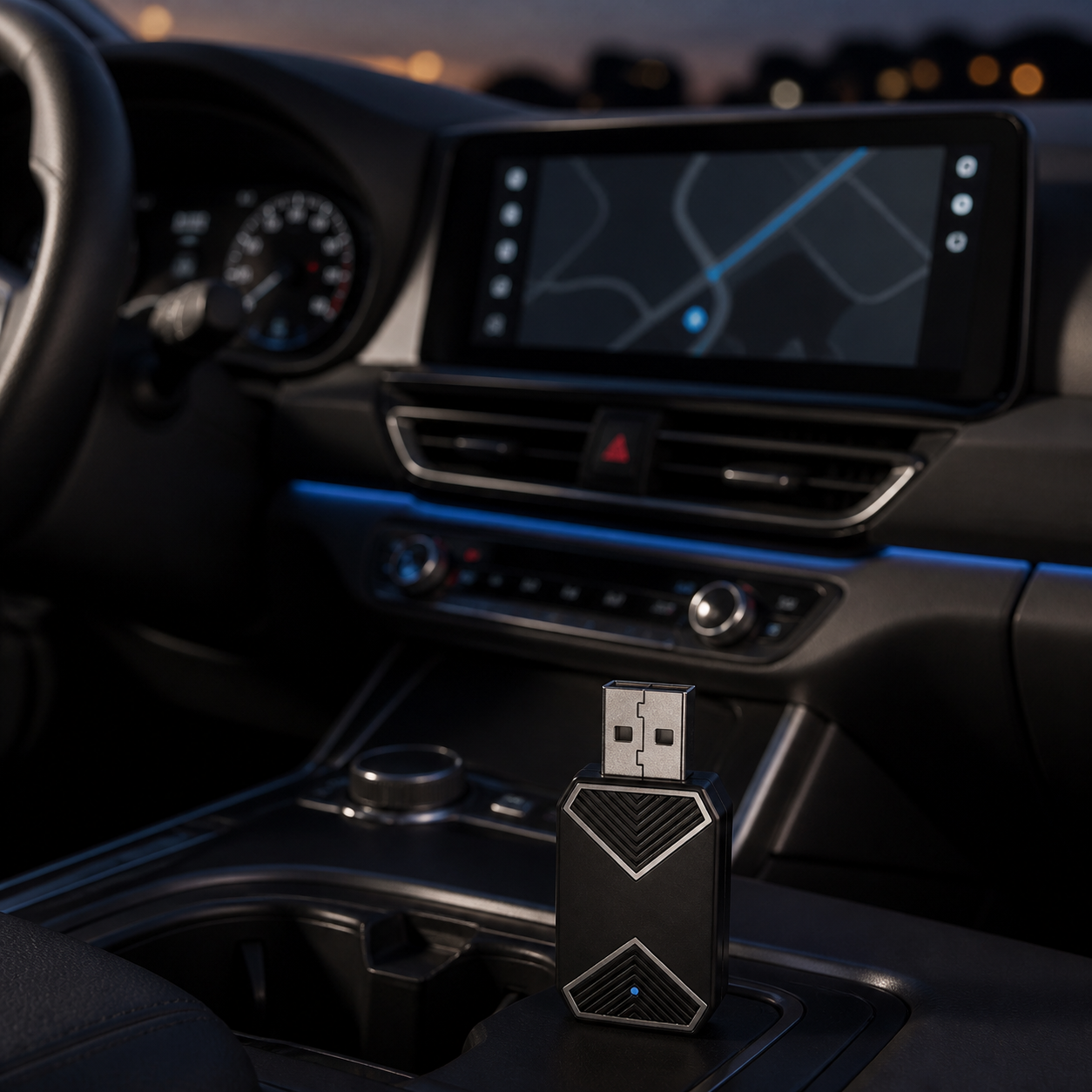 Kabelloser CarPlay-Adapter bei aktiver Navigation