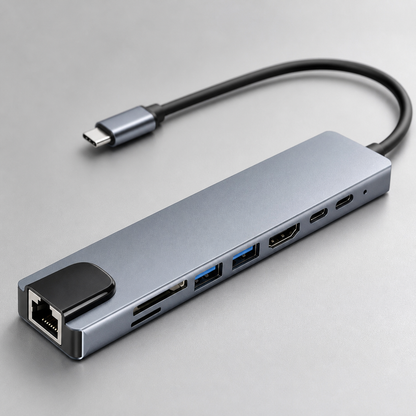 USB-C Dockingstation 8-in-1, Anschlussansicht