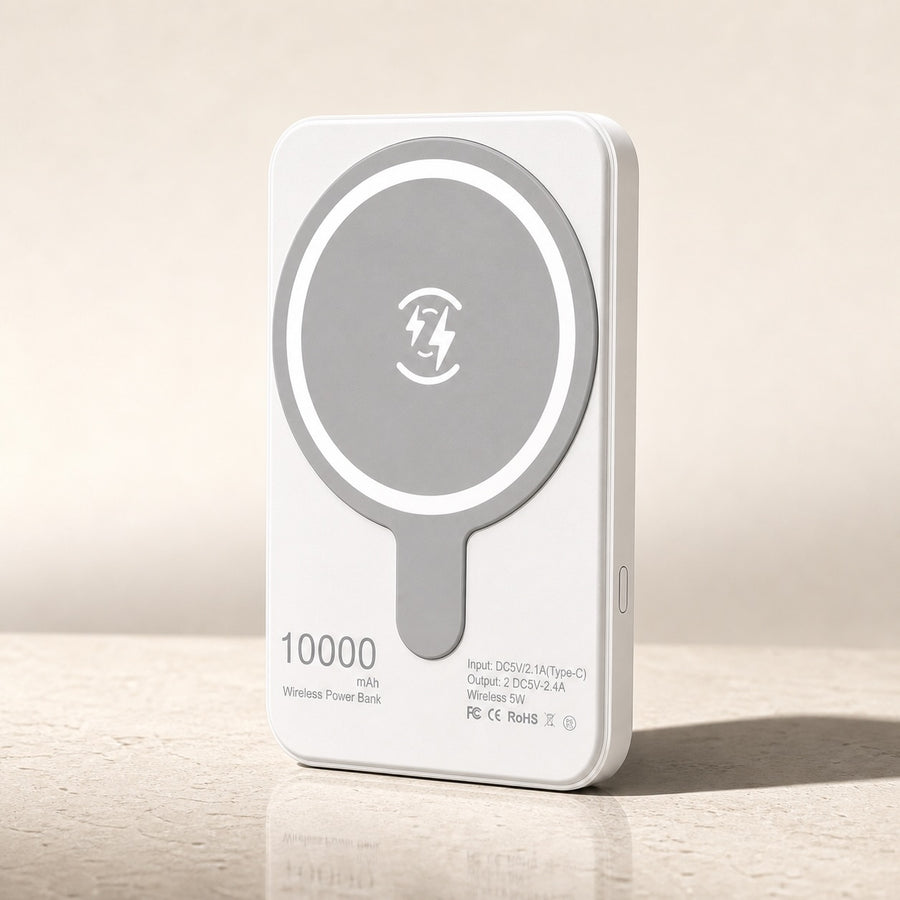 Magnetische Powerbank 10.000 mAh 15 W für iPhone 12–17, USB-C und USB-A, MagSafe-kompatibel